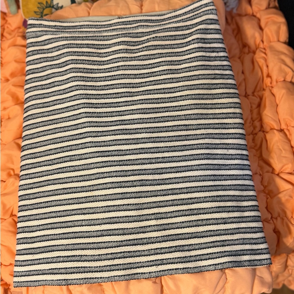 J. Crew Navy and White Striped Pencil Skirt